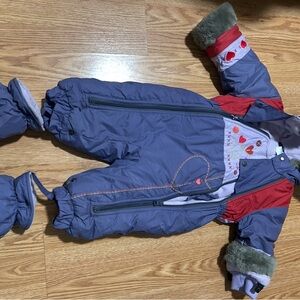 Colorful Baby Snowsuit with Heart Accents